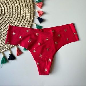 Victoria's Secret No Show Thong Panty Strawberry Mini Palm S NEW